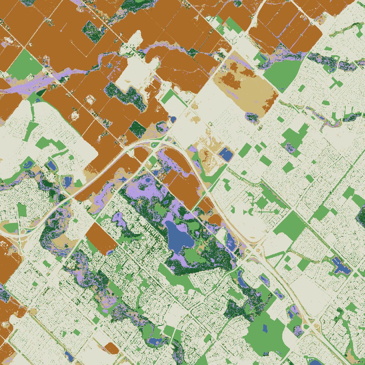 Six-class land use / land cover map of the study area from WorldView imagery