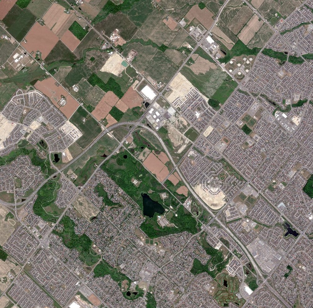 WorldView-3 true-colour image of the Brampton study area, 10 July 2018